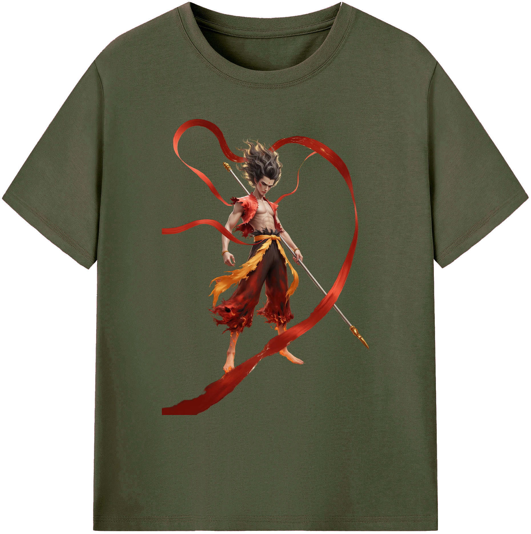 （画像用） Ne Zha 2 ナタ 魔童の大暴れ 綿100％ メンズ半袖Tシャツ｜肌触りやわらか＆通気性